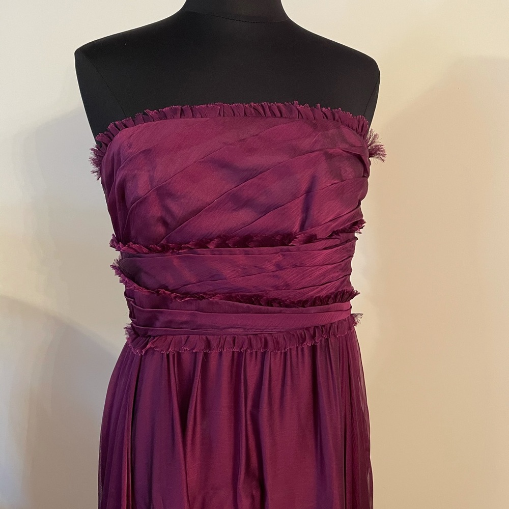 Monique Lhuillier Long Strapless Bridesmaid Dress